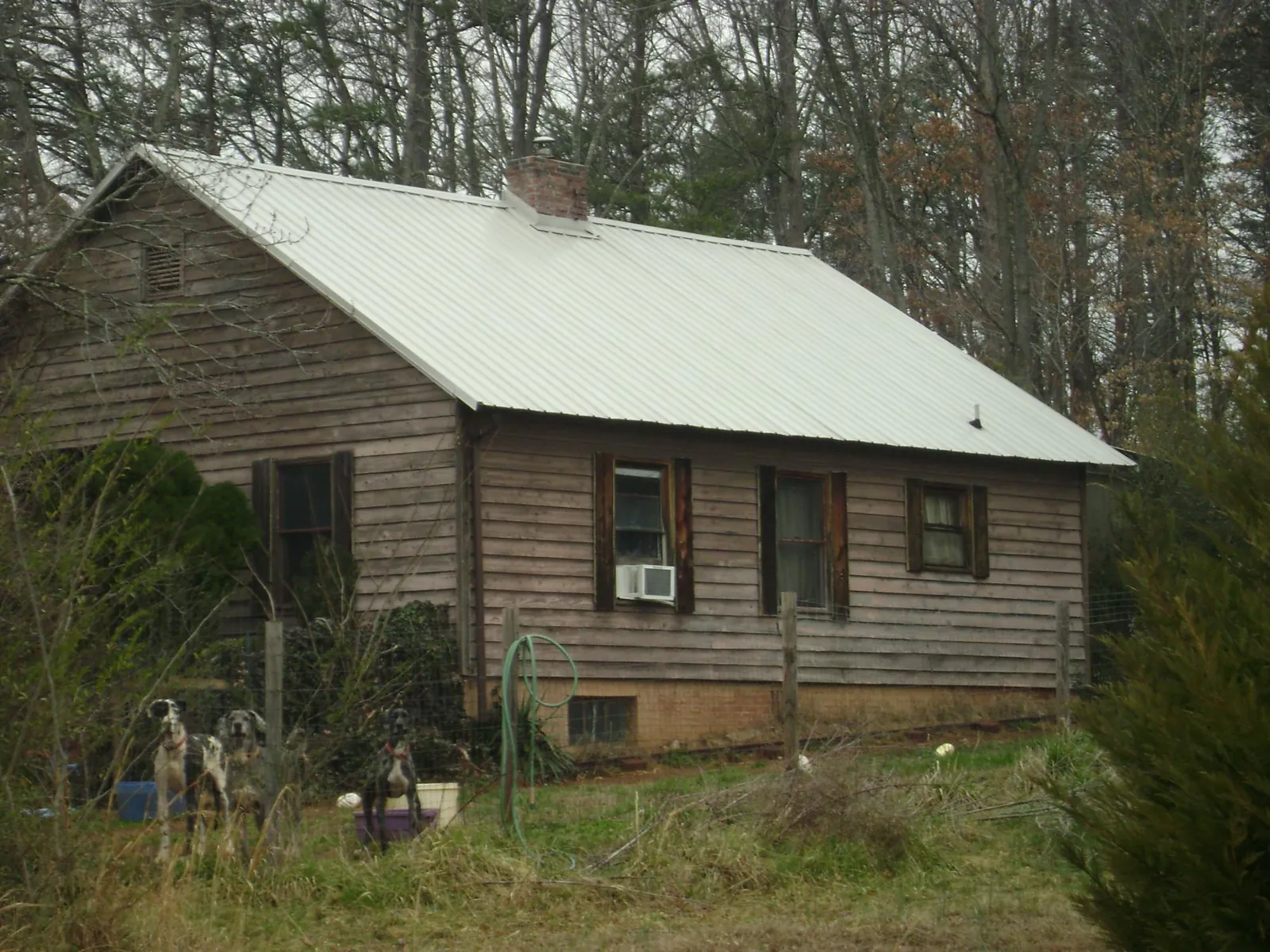 White metal roof on an old wood sided farmhouse, from a Metal Roof Installation job in Dallesport